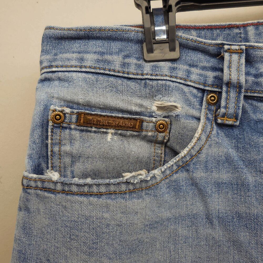 Territory Ahead Jeans Mens 36x32 Light Wash Faded Distressed Thrashed Jeans